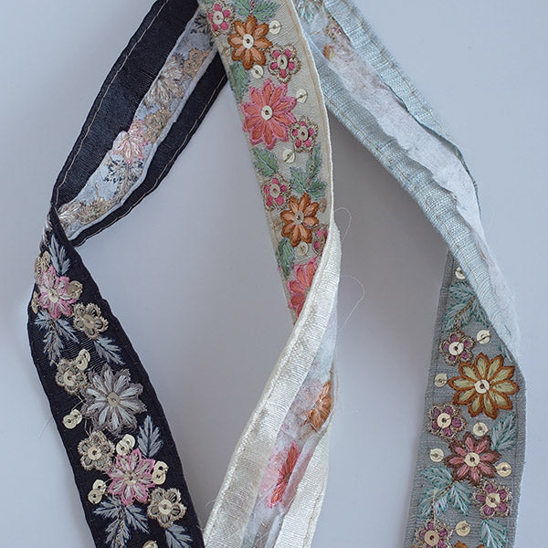 3.5cm Width Leading Flower Pattern Embroidery Ribbon Embroidery Ribbon Blade Pancall Import Ribbon Blade Interior Goods Handmade Parts Fabric Fabric Fabric Handicraft Store Embroidery Ribbon Blade